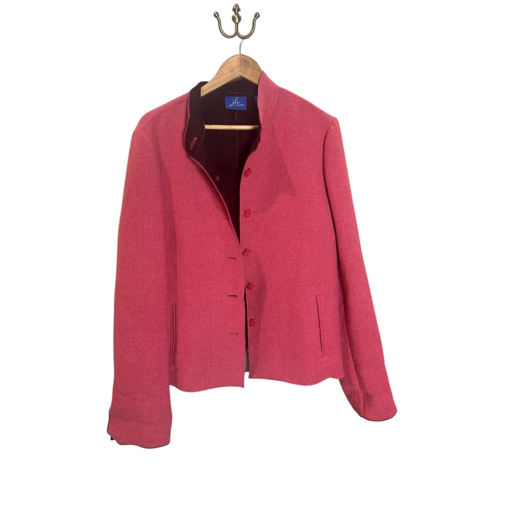 J.H. Collectibles Women's Pink Textured Wool Blend Collarless Blazer Jacket XL